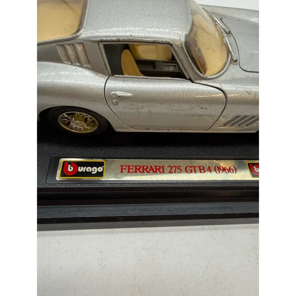 Bburago Ferrari 275 GTB 4 1966 Silver Diecast 1/24 Scale Model Car Italy Base